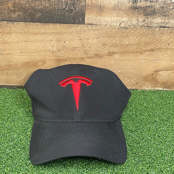 Tesla Hat Baseball Cap‎ Logo Embroidered Black Red Adult - Picture 1 of 7
